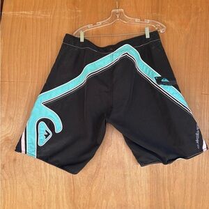 Quiksilver Black and Aqua Athletic Shorts